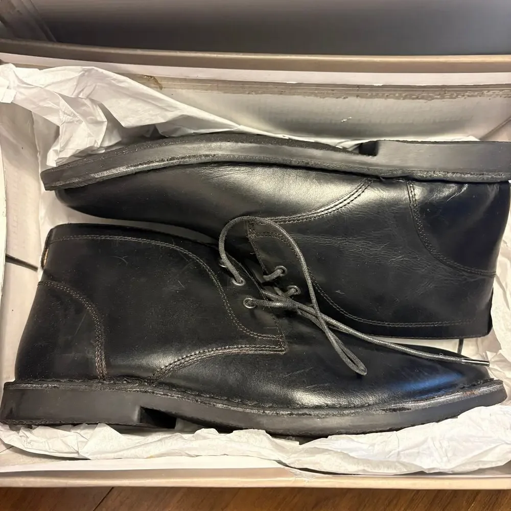Crown Vintage Mens Casper Chukka Boots 8.5 NWT Black Lace Up Oxford Leather